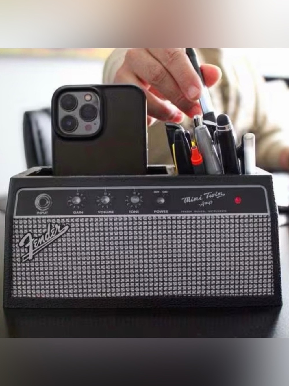 Target Black Mini Twin Amp Style Portable Speaker Desk Organizer